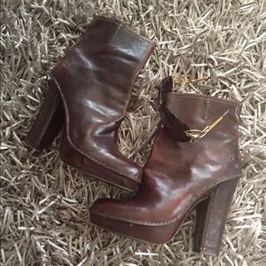 Frye Brown Leather Heeled Boots
